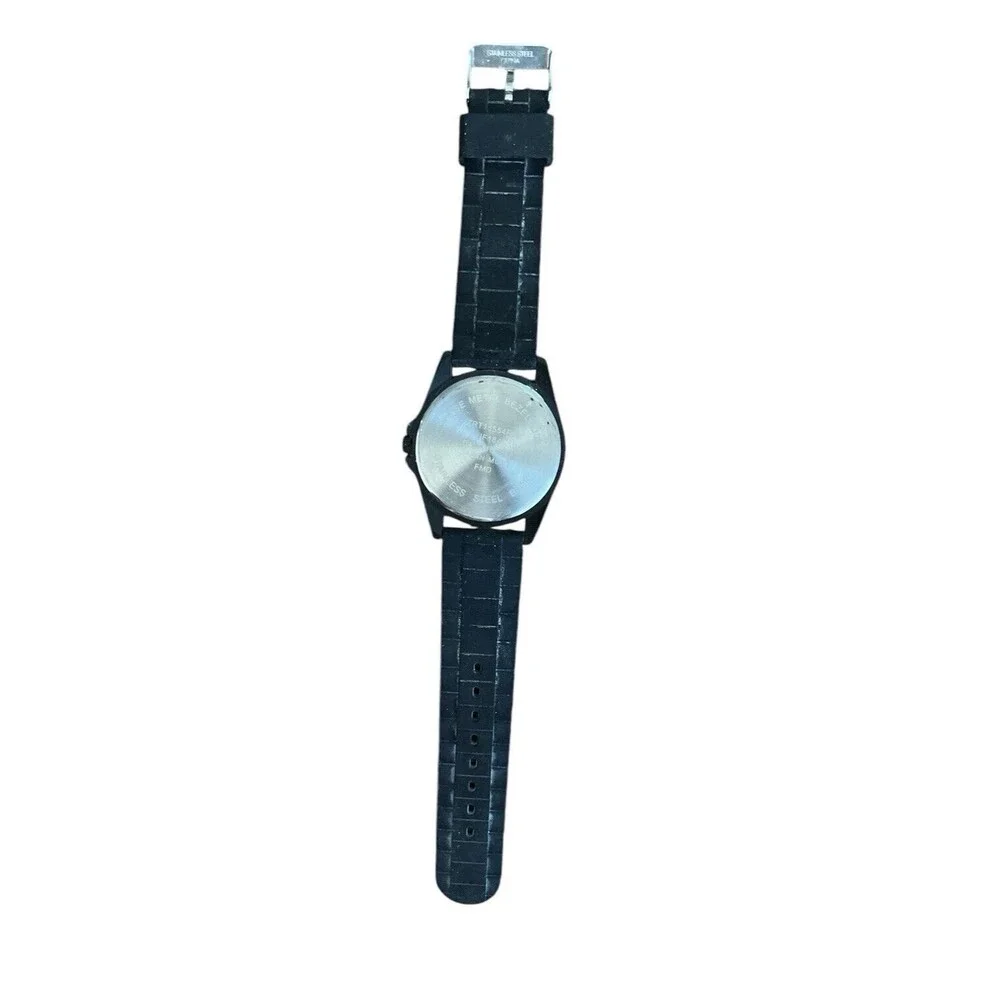 Folio Men's Watch Black Buckle Rubber Band Analog Blue Face 9